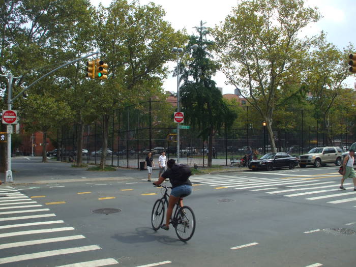 On Stanton Street crossing Chrystie Street.