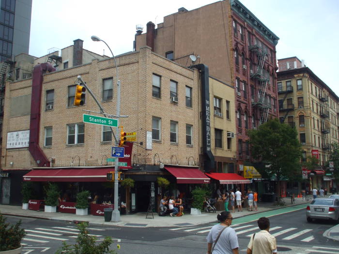 On Stanton Street crossing Allen Street.