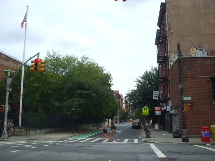 On Stanton Street crossing Essex Street.