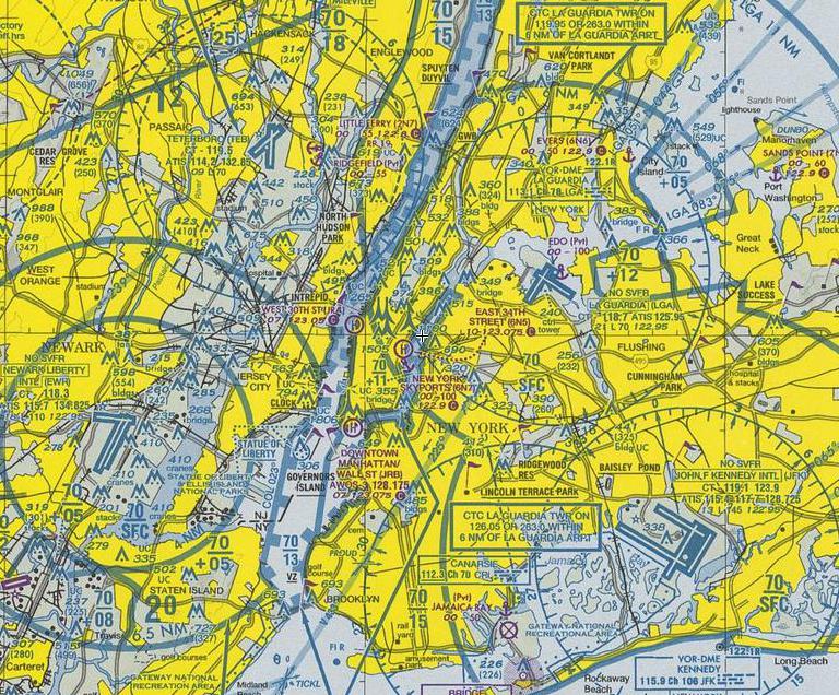 Aeronautical chart of the New York area.