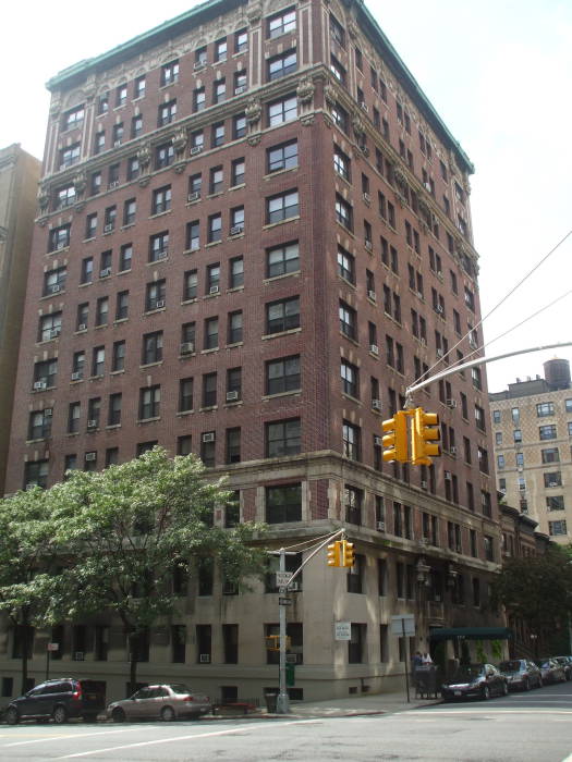 Stan Lee's birthplace, West End Avenue and West 98th Street on the Upper West Side of Manhattan in New York.  Southwest corner.