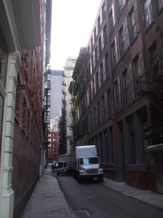 Looking south down the length of Cortlandt Alley.