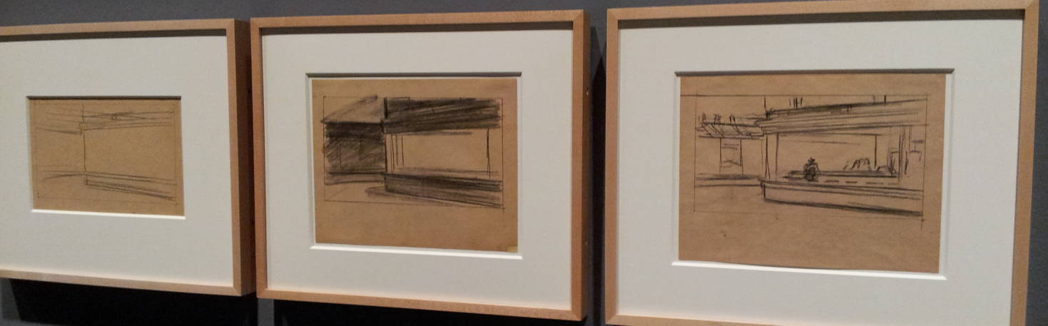 Some of Edward Hopper's sketches for 'Nighthawks'.