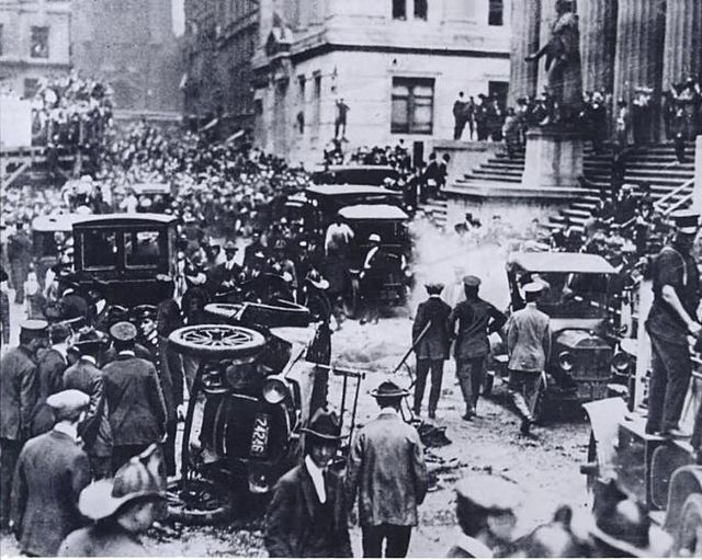 News photo of the Wall Street bomb attack in 1920