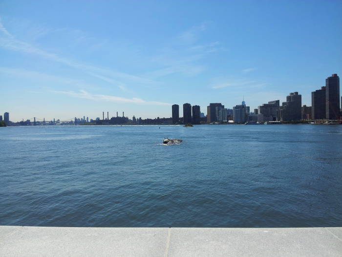 View south down the East River from Franklin D. Roosevelt Four Freedoms Park in New York.