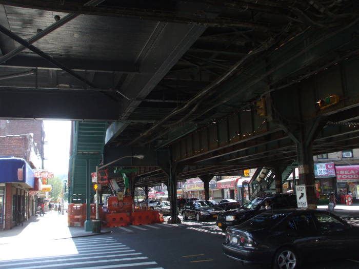 Crossing the Broadway Bridge from the Bronx to the northern tip of Manhattan, continuing south under the #1 train line on Broadway and 10th Avenue.