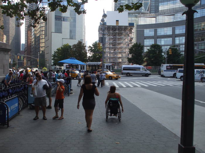 Columbus Circle, Broadway and 59th Street and Central Park West.