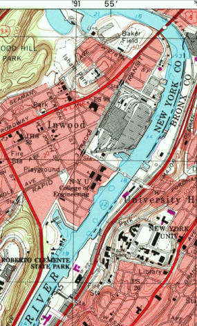 Topo map of Manhattan, northern tip.