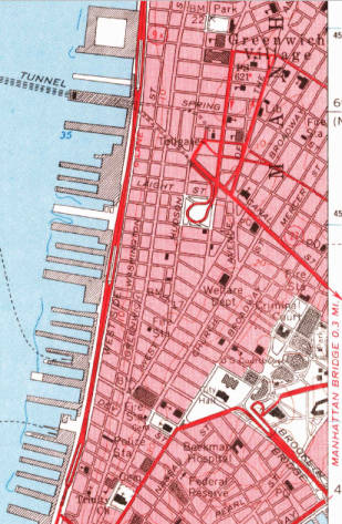 Topo map of Manhattan, Hudson River Shore.