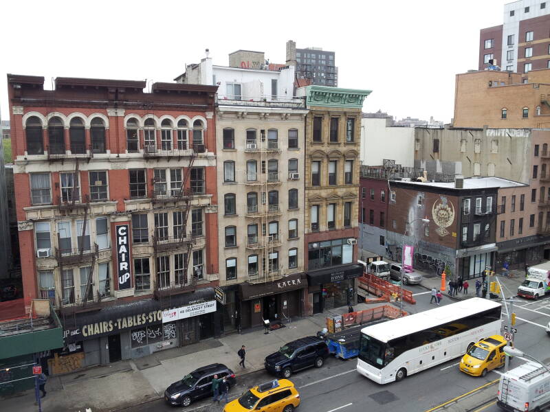 View south on Bowery from the roof of the Bowery House during the day.