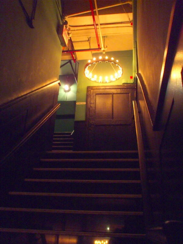 Going upstairs at the Bowery House.