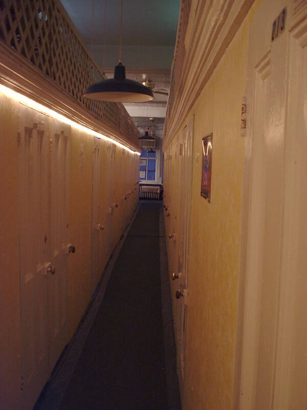 The hallways of the Whitehouse SRO hotel and hostel.