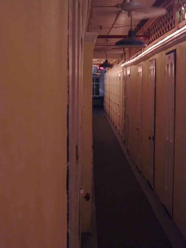 The hallways of the Whitehouse SRO hotel and hostel.