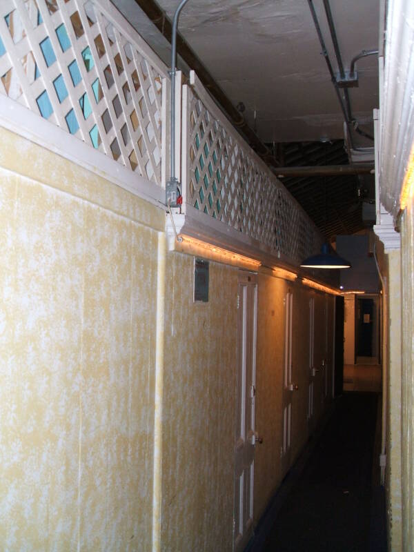 The hallways of the Whitehouse SRO hotel and hostel.