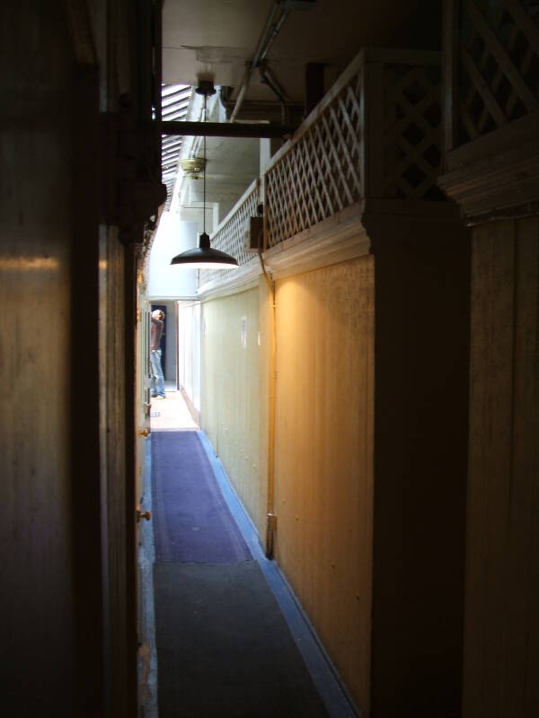 The hallways of the Whitehouse SRO hotel and hostel.