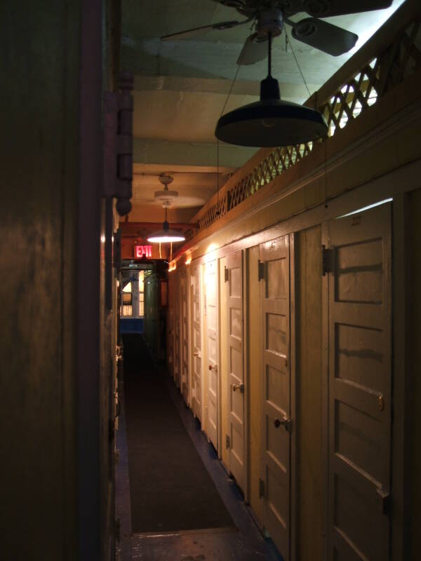 The hallways of the Whitehouse SRO hotel and hostel.