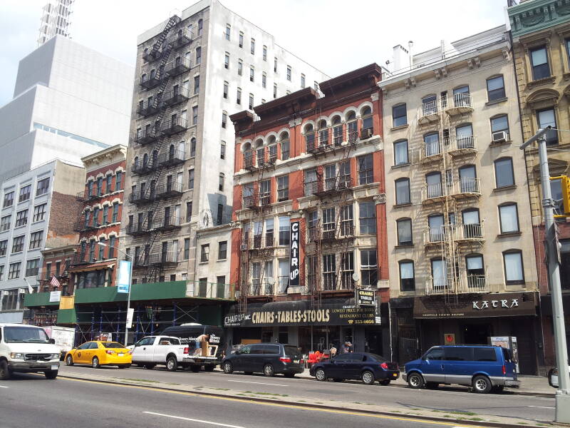 The Bowery Mission, since 1909 at 227-229 Bowery on the Lower East Side of New York.  The five-story building at 227 Bowery was built in 1876 by an undertaker and coffin manufacturer.