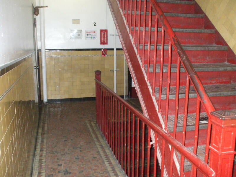 Stairwell of the Whitehouse SRO hotel and hostel at 340 Bowery.