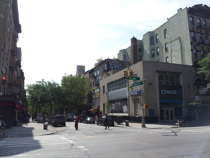 Southeast corner of Third Avenue and St. Marks Place in the East Village.