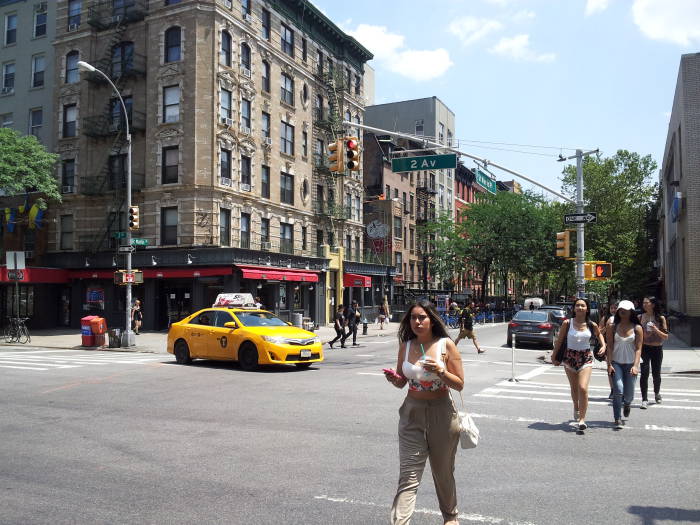 Northeast corner of Second Avenue and St. Marks Place in the East Village.