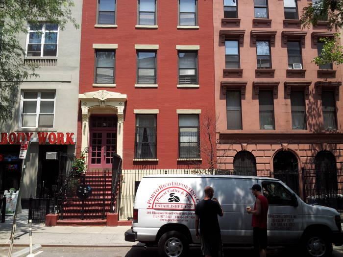 North side of St. Marks Place between Second Avenue and First Avenue in the East Village.