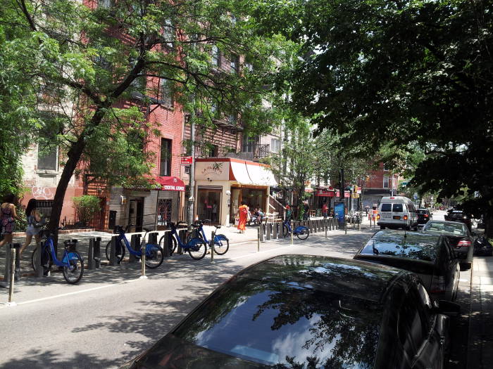North side of St. Marks Place between Second Avenue and First Avenue in the East Village.