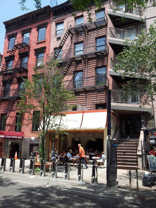 North side of St. Marks Place between Second Avenue and First Avenue in the East Village.