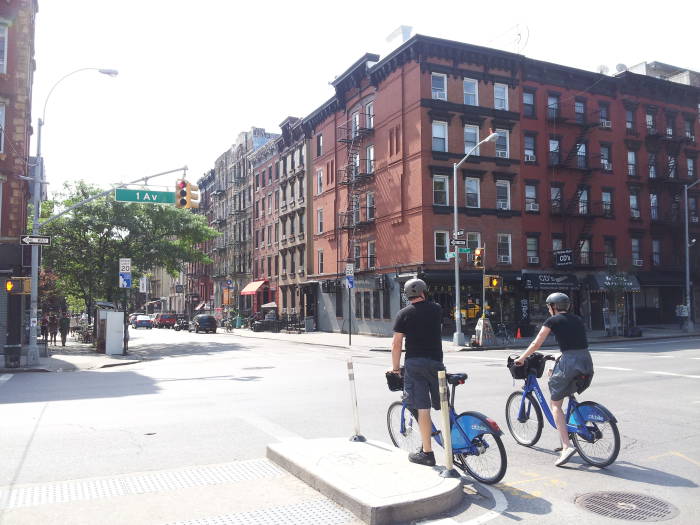 Southeast corner First Avenue and St. Marks Place in the East Village.