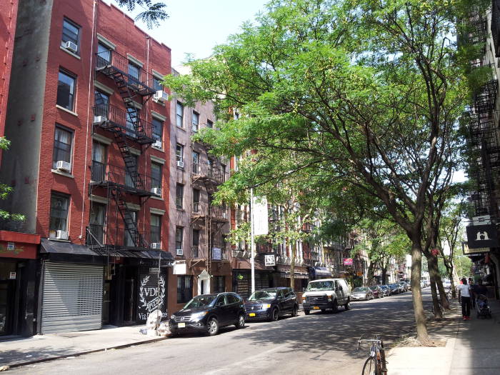 South side of St. Marks Place between First Avenue and Avenue A in the East Village.