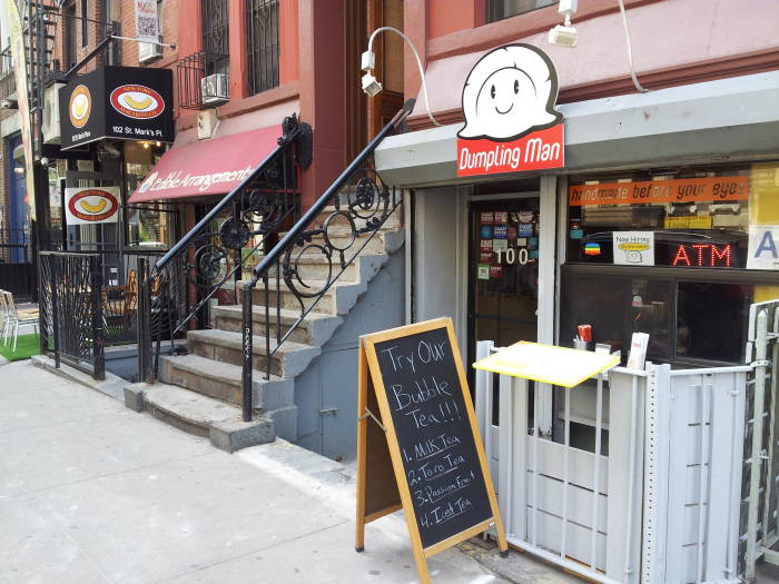 South side of St. Marks Place between First Avenue and Avenue A in the East Village.