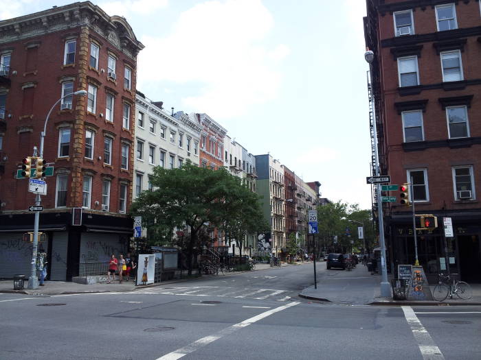 Northeast corner First Avenue and St. Marks Place in the East Village.