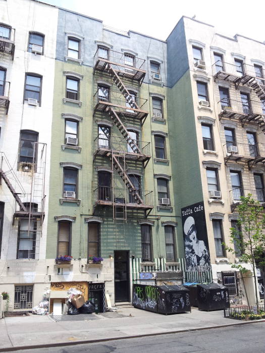 North side of St. Marks Place between First Avenue and Avenue A in the East Village.