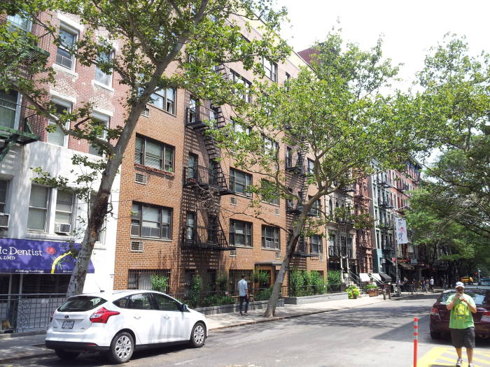 North side of St. Marks Place between First Avenue and Avenue A in the East Village.