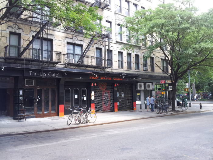 North side of St. Marks Place between First Avenue and Avenue A in the East Village.