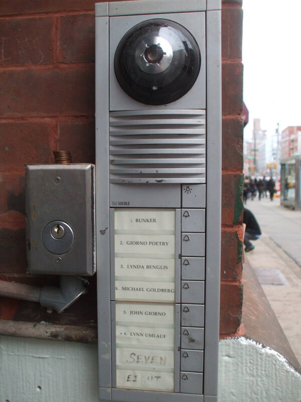 Doorbells at 'The Bunker', William S. Burroughs' home on The Bowery on the Lower East Side.