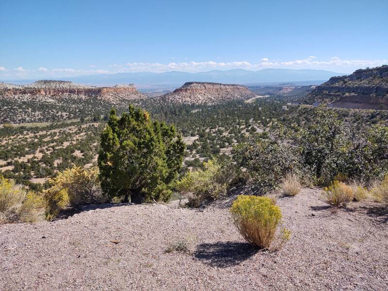 Climbing the mesa to Los Alamos, looking back to the east toward Santa Fe.