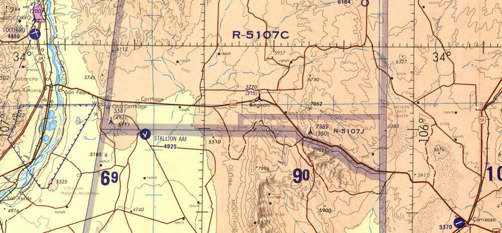 1:500,000 scale Tactical Pilotage Chart TPC G-19C from the Perry Castañeda Library Map Collection at the University of Texas, https://lib.utexas.edu/maps/.