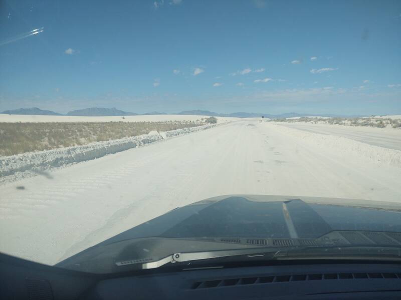 Road scraped into the gypsum based at White Sands.