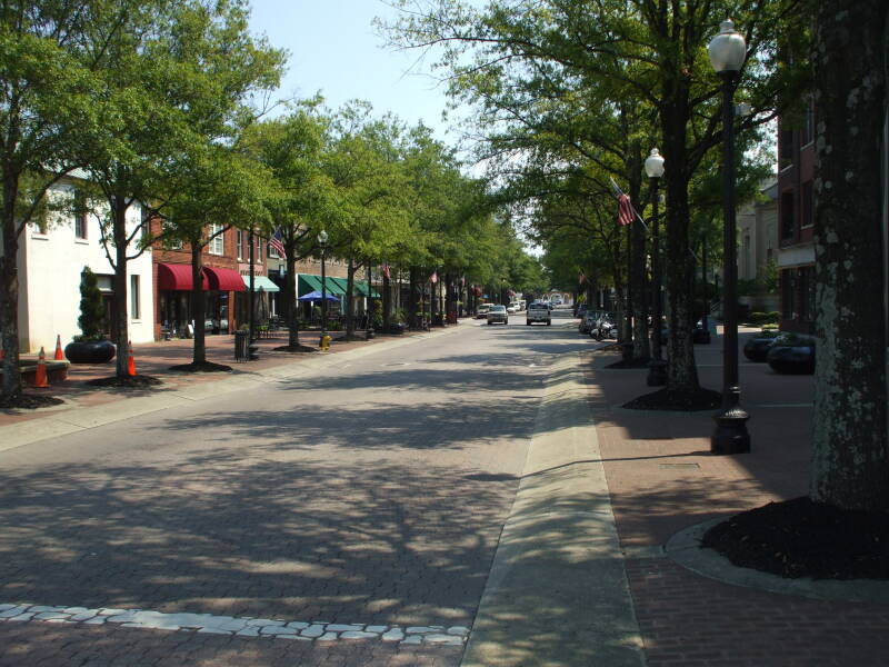 Hay Street through the old downtown of Fayetteville, North Carolina.