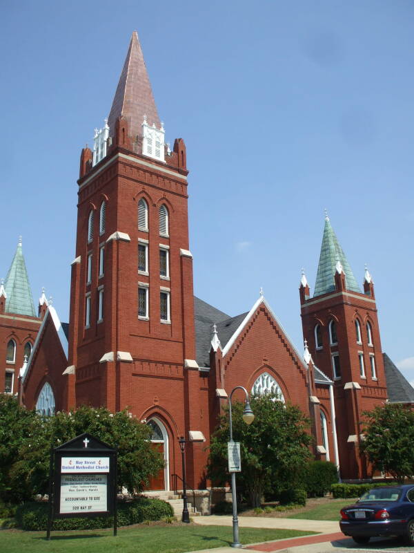 Methodist church in the old downtown of Fayetteville, North Carolina.
