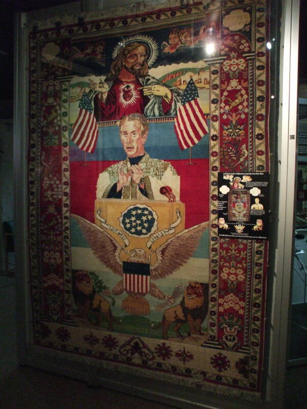 Afghan carpet in the John F Kennedy Special Warfare Museum.