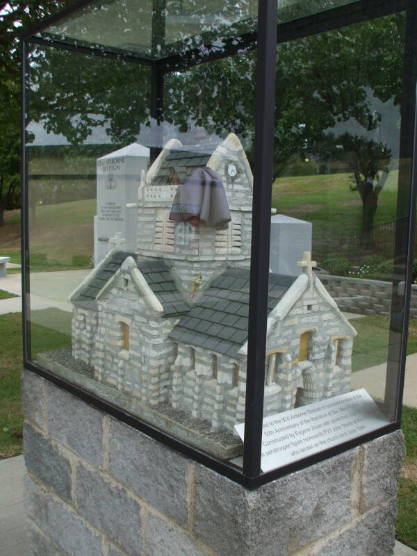 Model of the church in Sainte-Mère-Église.