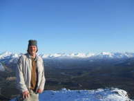 Bob on the summit of Mount Healy, in Denali National Park, Alaska.  3.79 kilometers from the trailhead, 605 meters elevation gain.