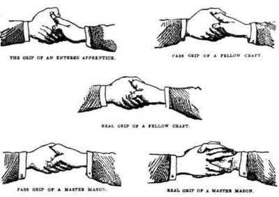 Secret Masonic Handshakes.  How to make the secret Freemason handshakes.