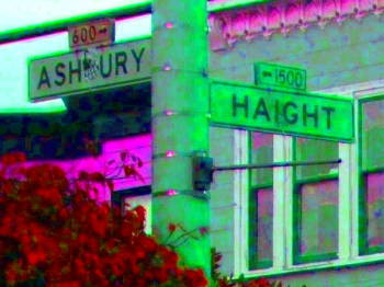 The intersection of Haight and Ashbury in San Francisco.