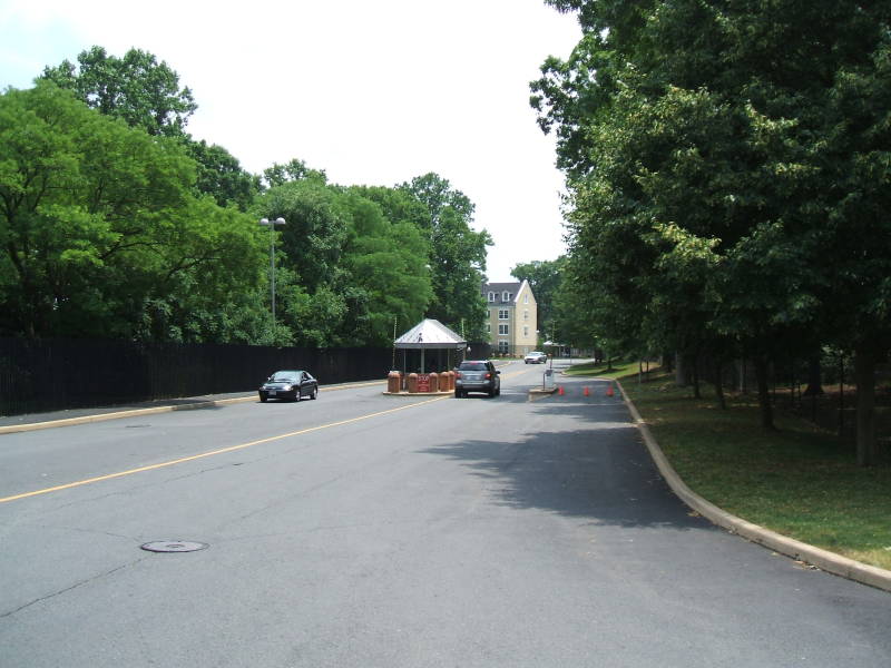 Entry guard post and school buildings at Arlington Hall.