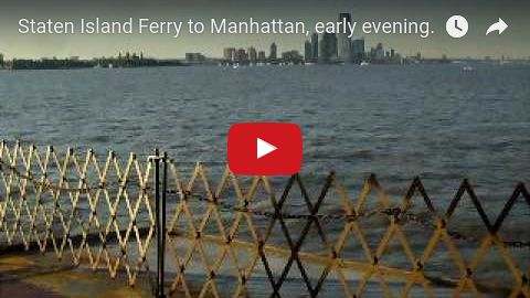 Staten Island Ferry from Staten Island to Manhattan, early evening.