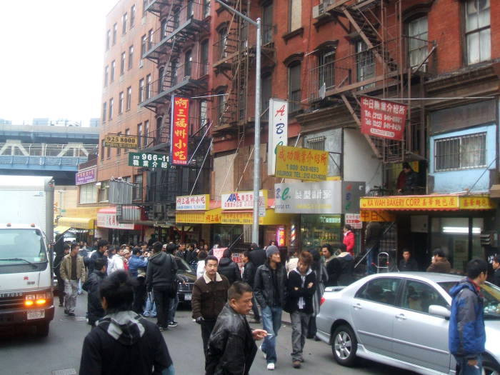 Arrival in Chinatown in New York.