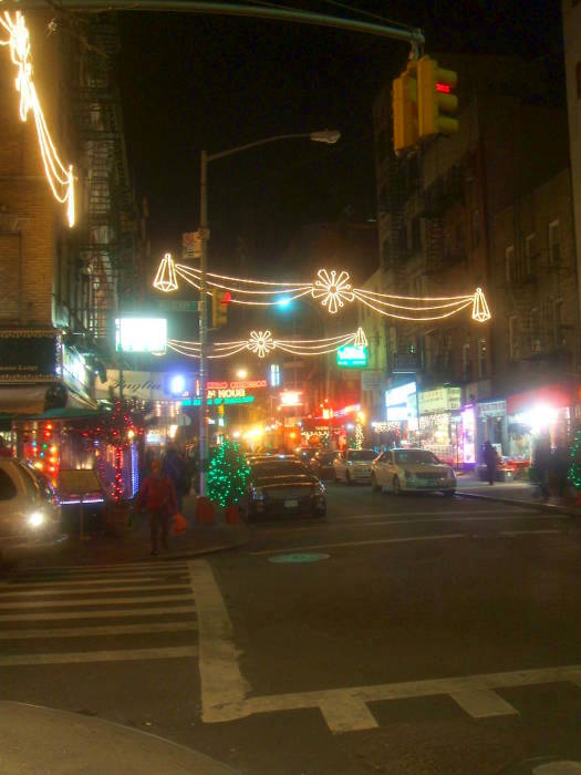 Christmas lights in Little Italy, New York.