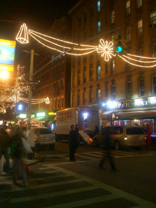 Christmas lights in Little Italy, New York.